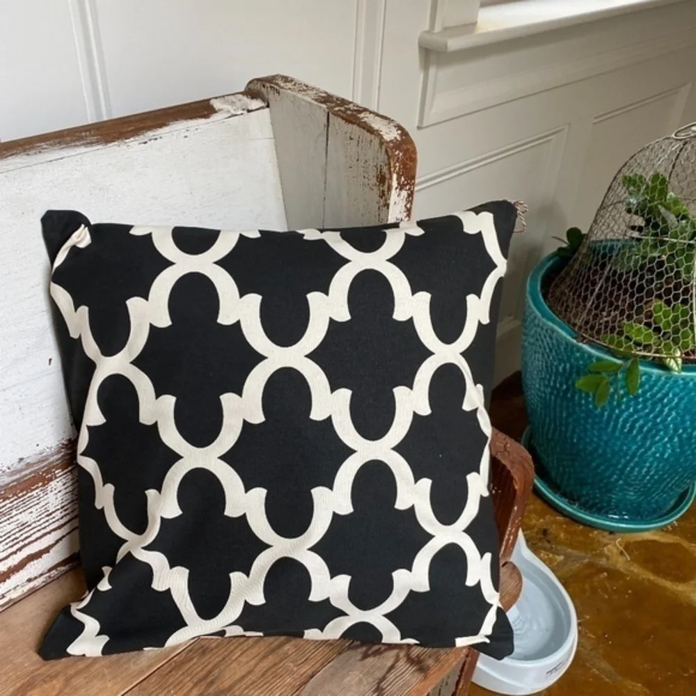 Black &  cream  2 sided Accent Pillow Cover
